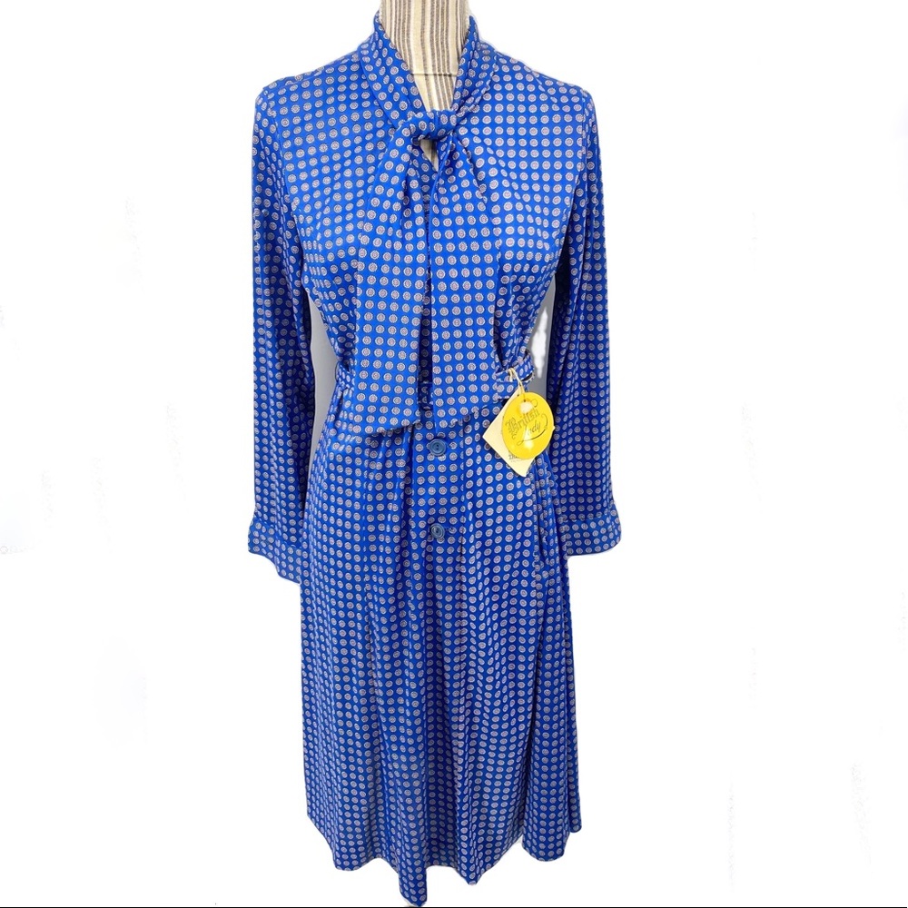 Vintage Belted Blue dress Womens 8